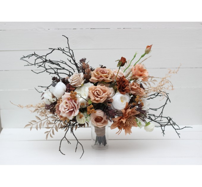 Wedding Bouquets in White & Terracotta | Bridal & Bridesmaid Faux Bouquets