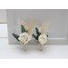  Wedding boutonnieres and wrist corsage  in ivory cream color scheme. Flower accessories. 5135