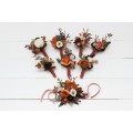 Wedding Boutonnieres & Wrist Corsage in Terracotta, Cinnamon, Rust & Ivory | Faux Flower Accessories