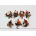 Wedding Boutonnieres & Wrist Corsage in Terracotta, Cinnamon, Rust & Ivory | Faux Flower Accessories