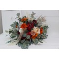 Boho Protea Bridal Bouquet | Rust, Vine, Beige & White Faux Wedding Flowers