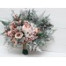 Sage Green & Gray Bridal Bouquet | Blush Pink, Beige & White Faux Boho Wedding Flowers
