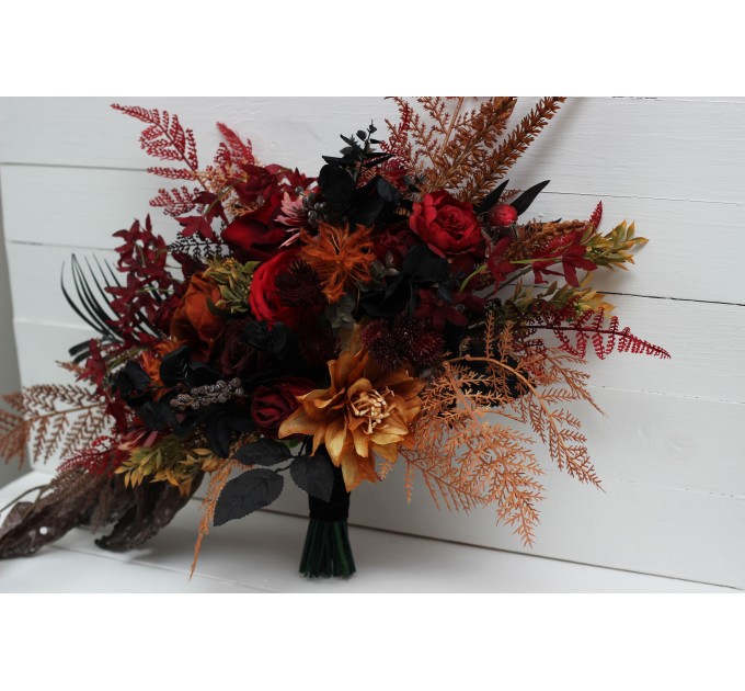Black, Red, Rust, and Brown Wedding Bouquets – Moody & Halloween Bridal Designs