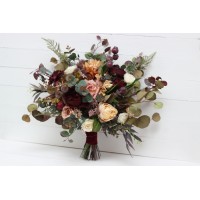 Wedding bouquets in burgundy ivory dusty rose cinnamon colors. Bridal bouquet. Faux bouquet. Bridesmaid bouquet. 5144