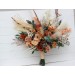 Wedding bouquets in cinnamon rust orange colors. Bridal bouquet. Pampas grass bouquet. Faux bouquet. Bridesmaid bouquet. 5146