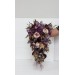 Wedding bouquets in purple gold beige colors. Bridal bouquet. Cascading bouquet. Faux bouquet. Bridesmaid bouquet. 5147