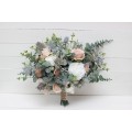 Wedding Bouquets in White & Blush Pink | Greenery Faux Bridal & Bridesmaid Bouquets