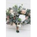 Wedding Bouquets in White & Blush Pink | Greenery Faux Bridal & Bridesmaid Bouquets