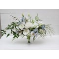 Wedding bouquets in white sky blue colors. Bridal bouquet. Faux bouquet. Bridesmaid bouquet. 5153
