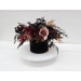 Burgundy black gold beige centerpiece. Table decor. Flowers in box. 0018