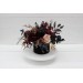 Burgundy black gold beige centerpiece. Table decor. Flowers in box. 0018