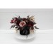 Burgundy black gold beige centerpiece. Table decor. Flowers in box. 0018