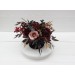 Burgundy black gold beige centerpiece. Table decor. Flowers in box. 0018