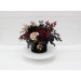 Burgundy black gold beige centerpiece. Table decor. Flowers in box. 0018