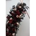  Flower arch arrangement in burgundy black gold beige colors.  Arbor flowers. Floral archway. Faux flowers for Halloween wedding arch. 0018