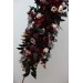  Flower arch arrangement in burgundy black gold beige colors.  Arbor flowers. Floral archway. Faux flowers for Halloween wedding arch. 0018