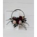 Flower hoop in Halloween colors. Alternative bridesmaid bouquet. Burgundy black gold beige wedding. 0018