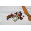  Set of  8 bobby pins in orange peach color scheme. Hair accessories. Bridesmaid hair pins. Flower accessories for wedding. 0014