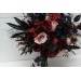Halloween Wedding Bouquets in Burgundy, Black, Gold, and Beige – Cascade Faux Bouquets