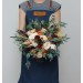Wedding bouquets in rust brown ivory colors. Bridal bouquet. Boho wedding. Cascading bouquet. Faux bouquet. Bridesmaid bouquet. 0019