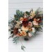 Wedding bouquets in rust brown ivory colors. Bridal bouquet. Boho wedding. Cascading bouquet. Faux bouquet. Bridesmaid bouquet. 0019