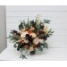 Wedding bouquets in rust brown ivory colors. Bridal bouquet. Boho wedding. Cascading bouquet. Faux bouquet. Bridesmaid bouquet. 0019