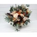 Wedding bouquets in rust brown ivory colors. Bridal bouquet. Boho wedding. Cascading bouquet. Faux bouquet. Bridesmaid bouquet. 0019