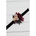  Wedding boutonnieres and wrist corsage  in Halloween color theme. Burgundy black gold beige  accessories. 0018