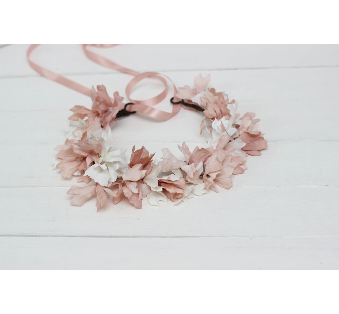 Blush pink white flower crown. Hair wreath. Flower girl crown. Wedding flowers. 5165