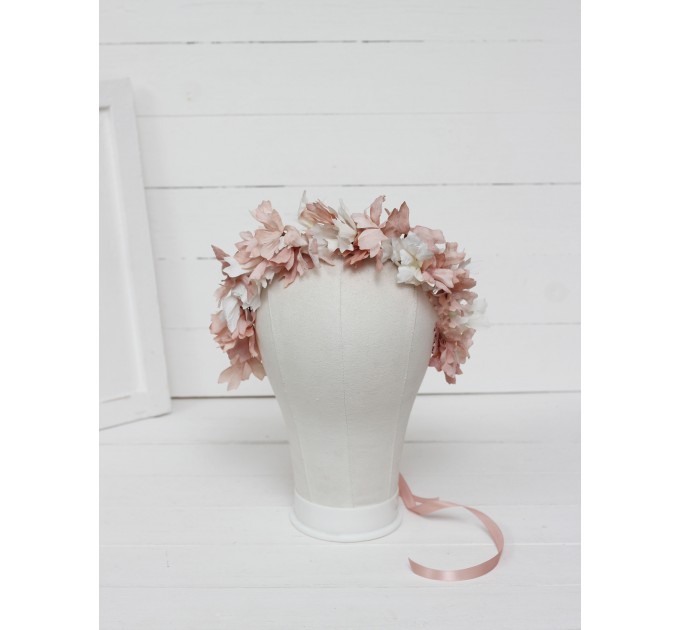 Blush pink white flower crown. Hair wreath. Flower girl crown. Wedding flowers. 5165