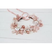 Blush pink white flower crown. Hair wreath. Flower girl crown. Wedding flowers. 5165