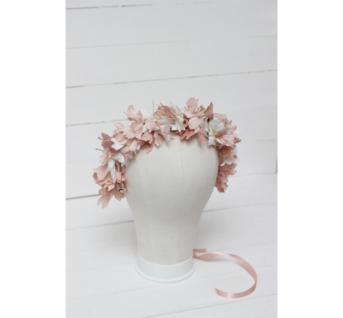 Blush pink white flower crown. Hair wreath. Flower girl crown. Wedding flowers. 5165