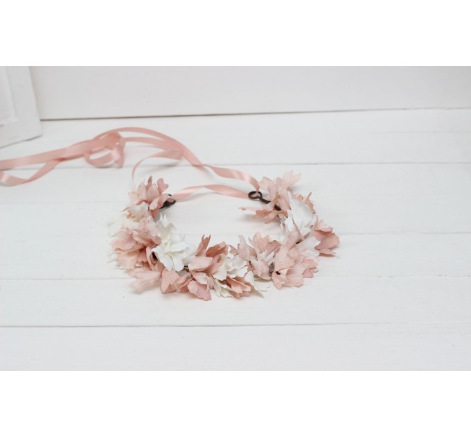Blush pink white flower crown. Hair wreath. Flower girl crown. Wedding flowers. 5165