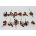 Set of bobby pins. Beige brown ivory flowers. Fall wedding. Boho wedding. Hair flowers. 5172
