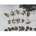 Set of bobby pins. Beige eucalyptus accessories. Bridal hairpiece. Wedding flowers. Floral hair pins. Floral bobby pins. 5171