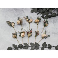 Set of bobby pins. Beige eucalyptus accessories. Bridal hairpiece. Wedding flowers. Floral hair pins. Floral bobby pins. 5171