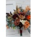 Wedding Bouquets in Burgundy & Burnt Orange | Cascading Bridal & Bridesmaid Faux Bouquets