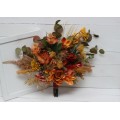 Wedding bouquets in mustard burnt orange colors. Bridal bouquet. Faux bouquet. Bridesmaid bouquet. 5164