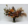 Wedding bouquets in mustard olive brown colors. Bridal bouquet. Faux bouquet. Bridesmaid bouquet. 5163