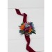 Wedding Boutonnieres & Wrist Corsage in Orange, Magenta & Teal | Faux Flower Accessories