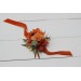 Wedding boutonnieres and wrist corsage in rust burgundy color scheme. Flower accessories. 5161