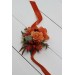 Wedding boutonnieres and wrist corsage in rust burgundy color scheme. Flower accessories. 5161
