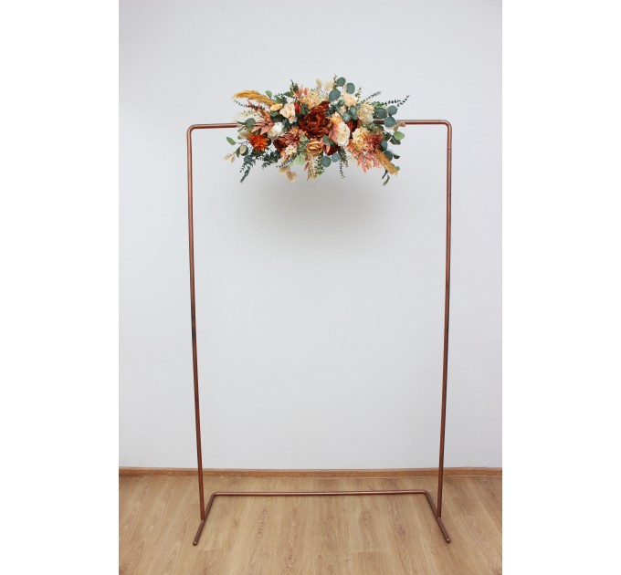  Flower arch arrangement in rust cream colors.  Arbor flowers. Floral archway. Faux flowers for wedding arch. 5178