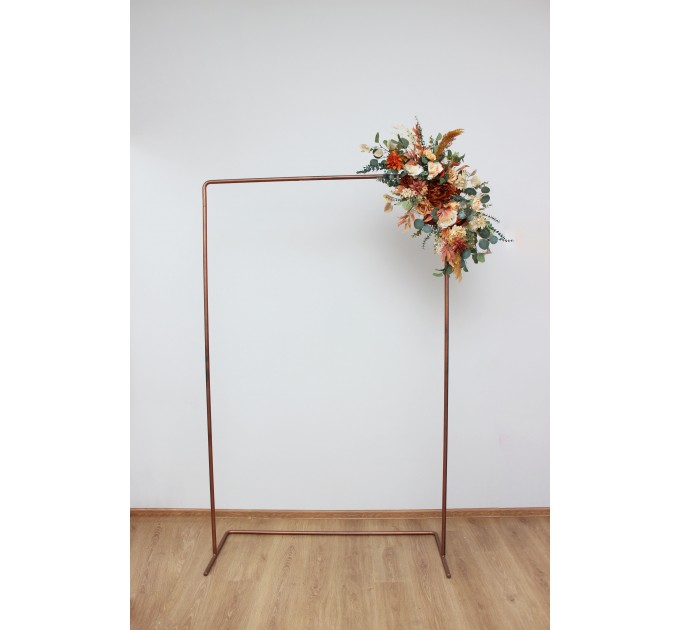  Flower arch arrangement in rust cream colors.  Arbor flowers. Floral archway. Faux flowers for wedding arch. 5178