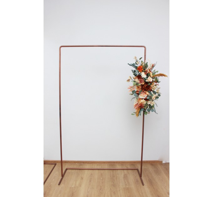 Flower arch arrangement in rust cream colors.  Arbor flowers. Floral archway. Faux flowers for wedding arch. 5178