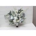 Wedding Bouquets in White & Sky Blue | Faux Bridal & Bridesmaid Bouquets