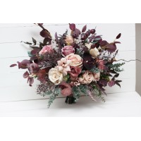 Wedding bouquets. Faux bouquet. Bridesmaid bouquet in mauve purple beige colors. Bridal bouquet. 5180
