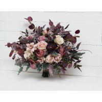 Wedding bouquets. Faux bouquet. Bridesmaid bouquet in mauve purple beige colors. Bridal bouquet. 5180