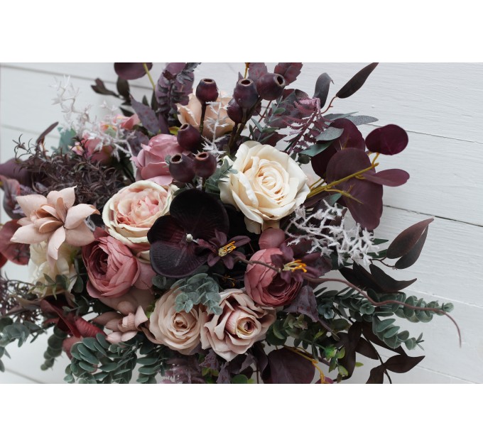 Wedding Bouquets in Mauve, Purple & Beige | Faux Bridal & Bridesmaid Bouquets