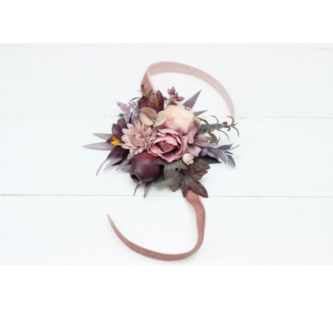 Wedding Boutonnieres & Wrist Corsage in Mauve, Purple & Beige | Faux Flower Accessories